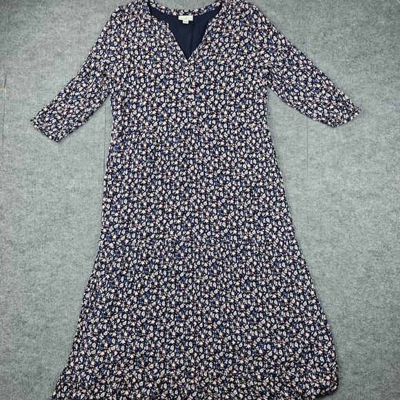 J Jill Dress Womens Medium Ditzy Floral 3/4 Sleeve Maxi Boho Tiered Coastal - Picture 1 of 7